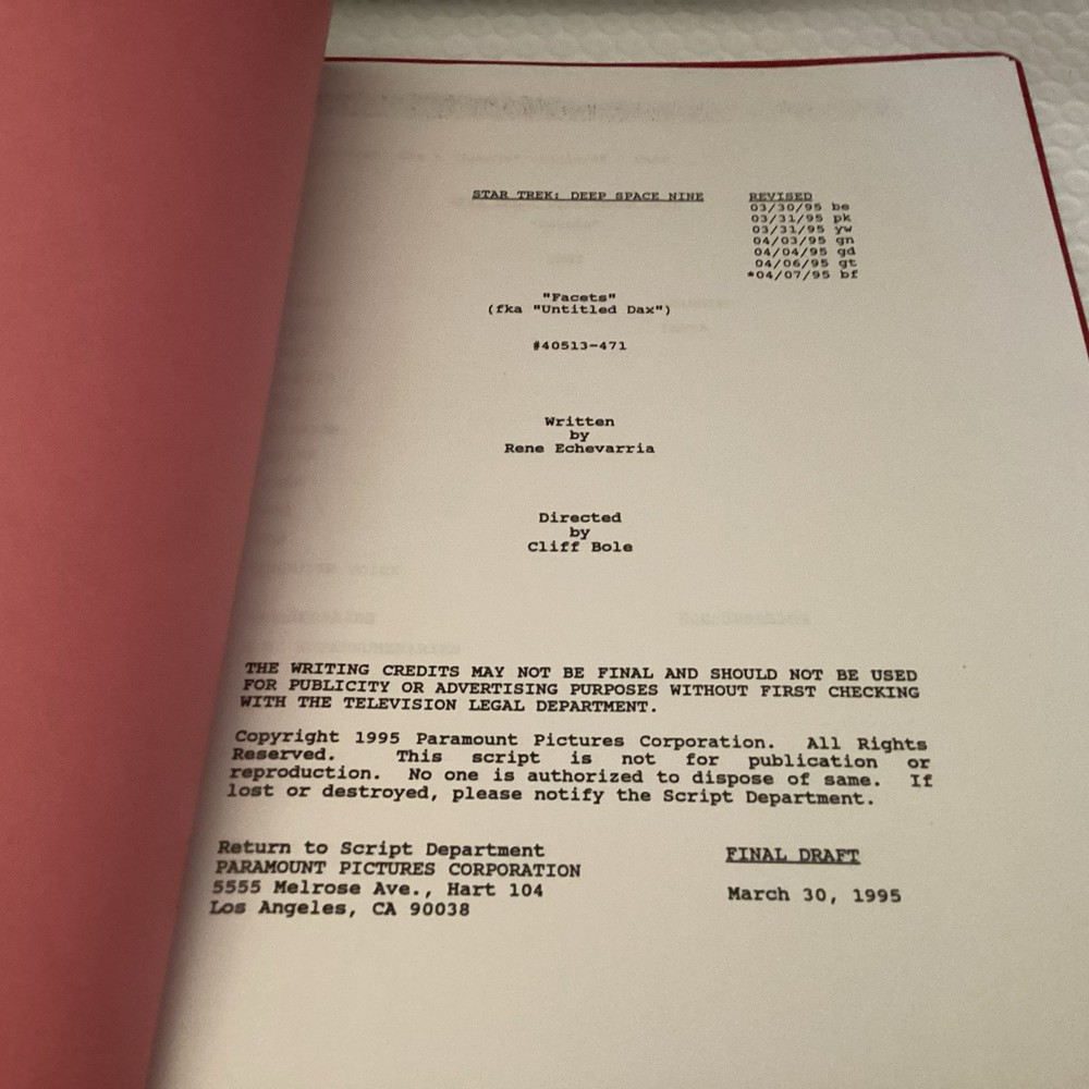 Star Trek Deep Space Nine "Facets" Final Draft March 30, 1995 TV Script
