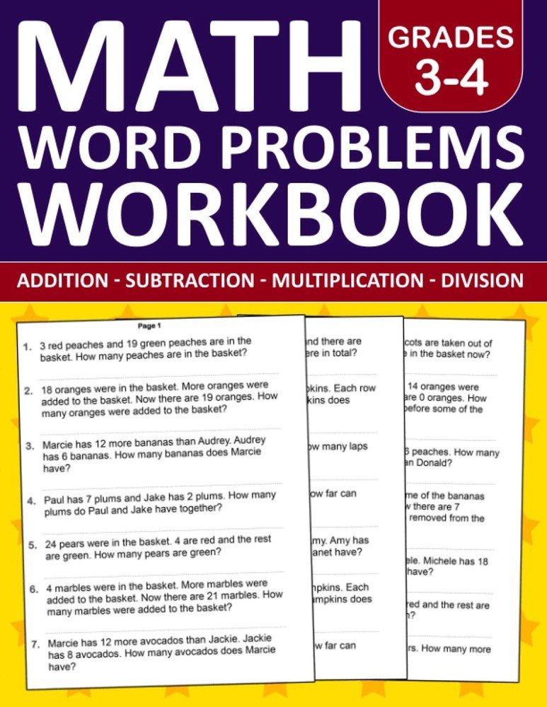 Math Word Problems Workbook For Grades 3-4 - Addition,Subtraction,multiplication