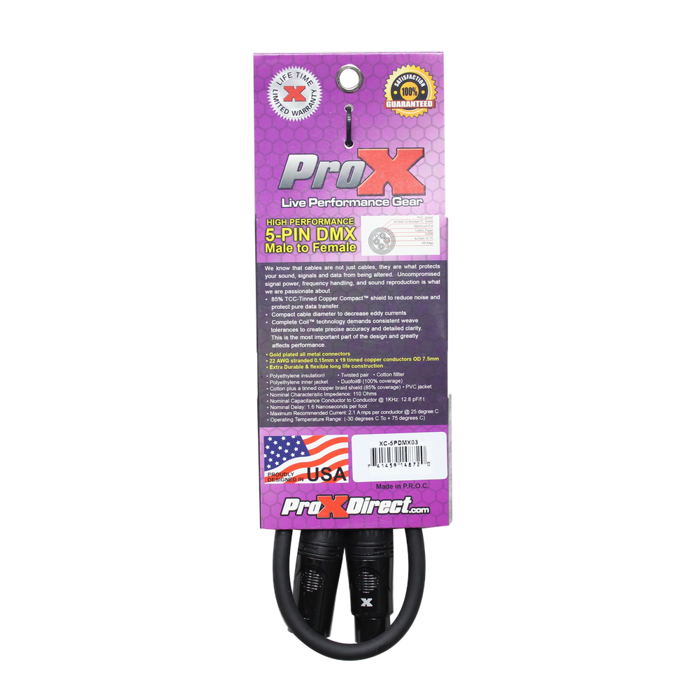 20 ProX 5 Pin High Performance Data Lighting DMX Cable 3FT
