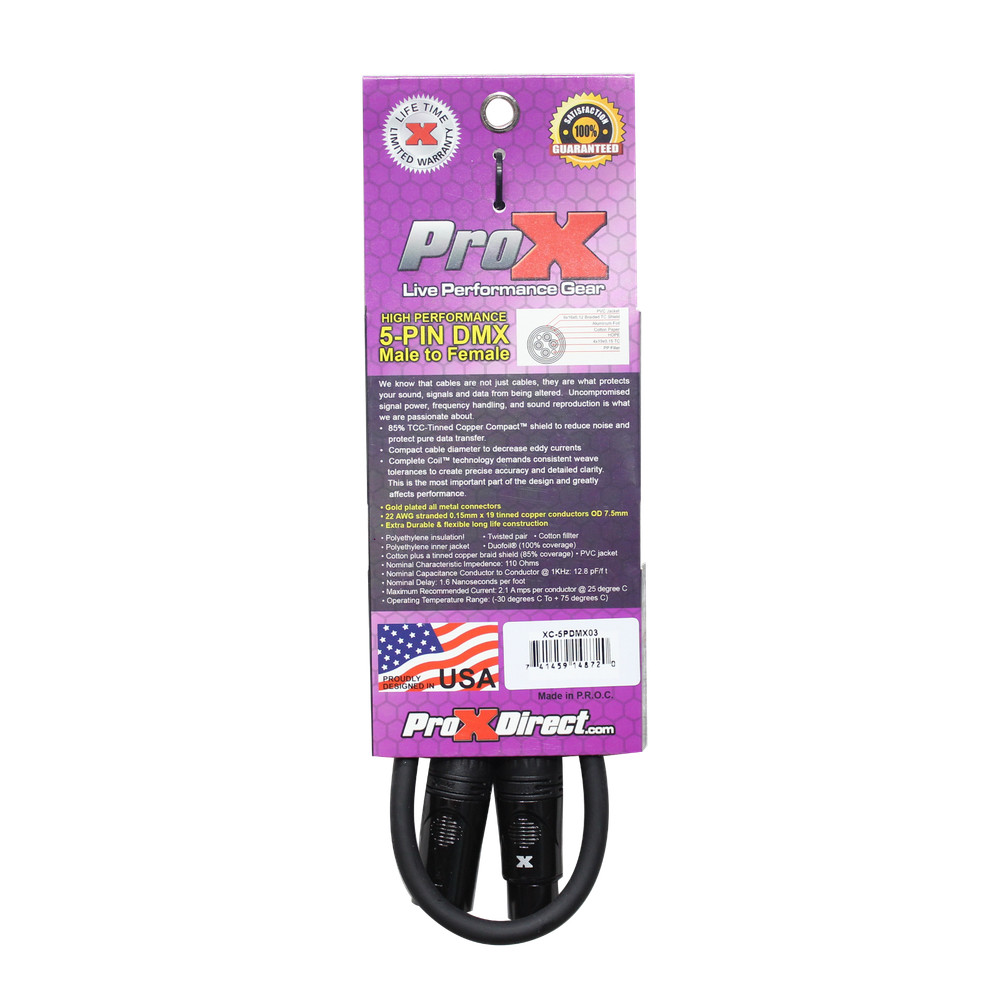 40 DMX Cables 5 Pin 3 Ft High Performance Data Lighting Cable by PROX