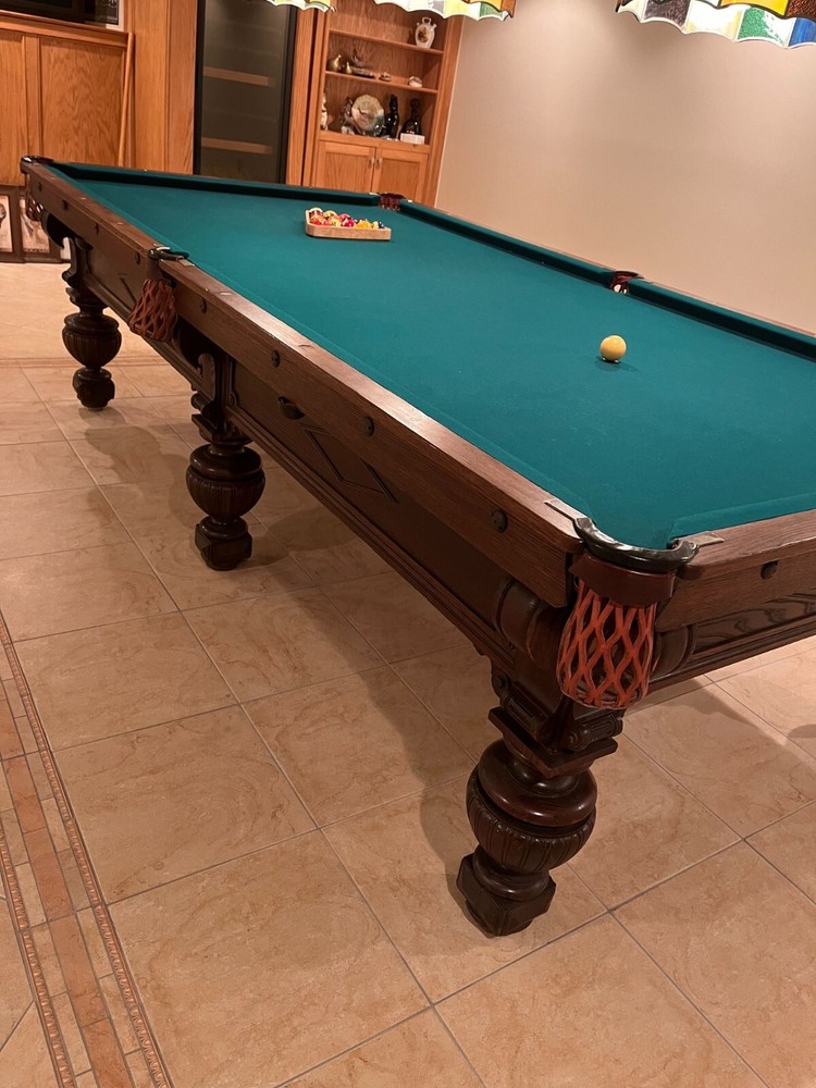 Victor Billiards (Rosatto Barry) pool table, circa 1906 - solid chestnut