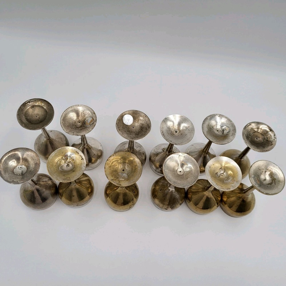 Vintage 12 Pieces Leonard Silver EPNS Silverplated Wine Goblets 4 3/4" Tall