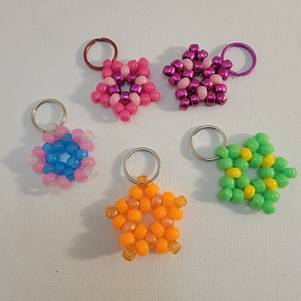 22 Handmade Kandi Keychains Multicolor Colorful Beads