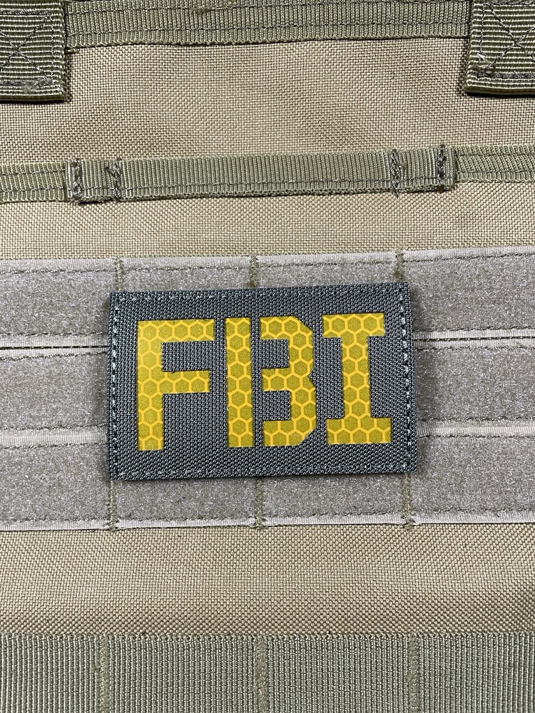 FBI IR infrared Reflective Tactical patch with Hook Loop Backing Green