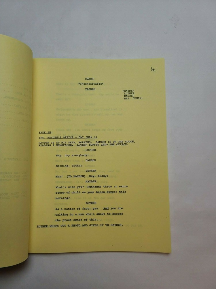 COACH / 1994 TV Script, Jessica Walter & Craig T. Nelson "Inconceivable"