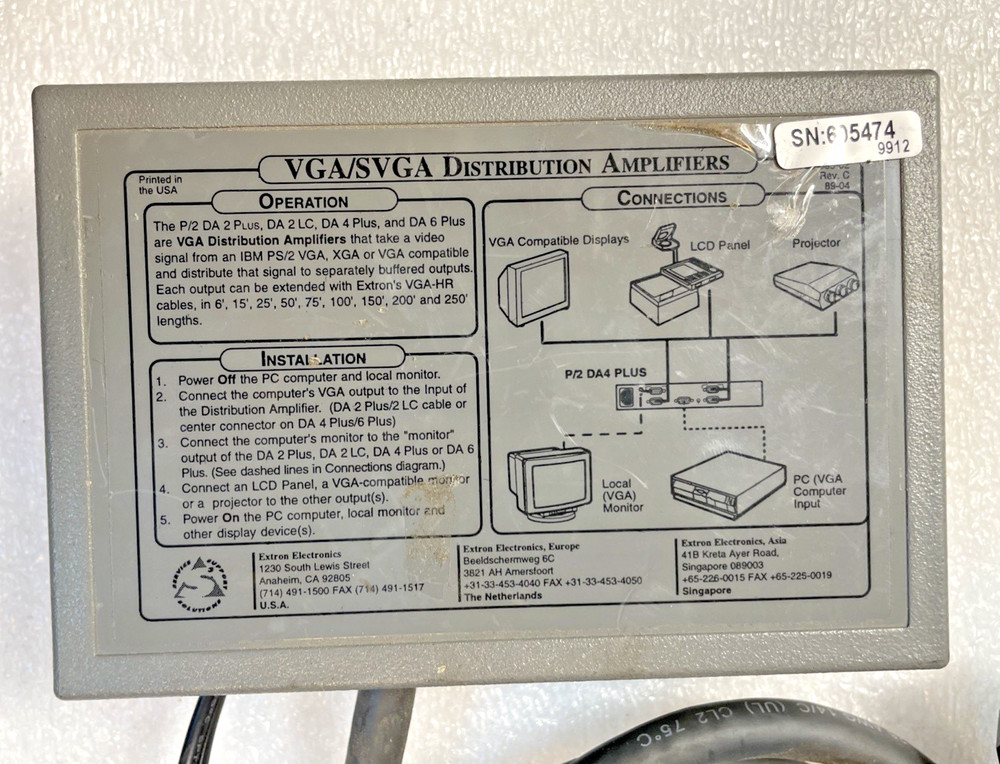EXTRON P/2 DA2 Plus - VGA Splitter