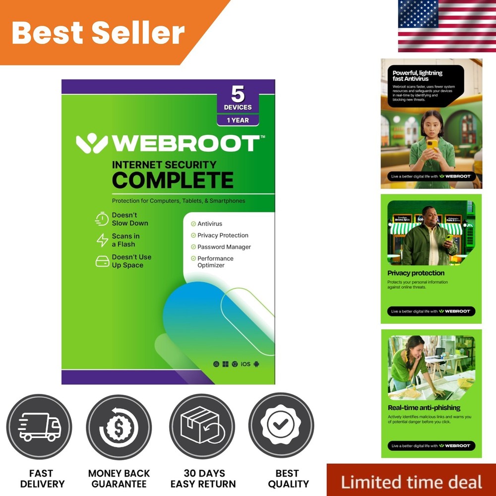 Internet Security Complete 2025: 5 Device Antivirus + Password Manager & Backup