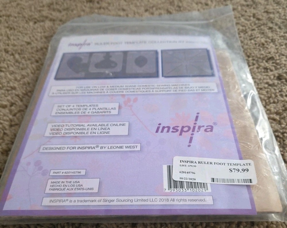 Inspira Ruler Foot Template Collection NIP