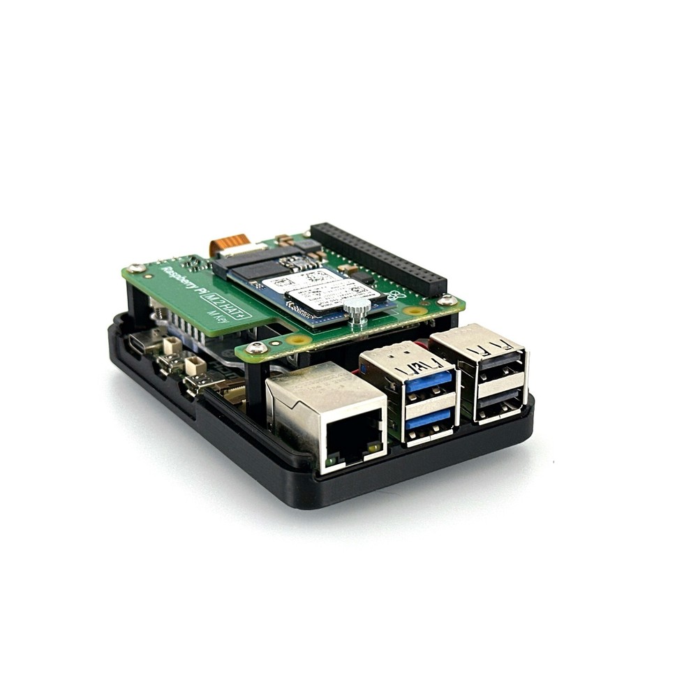 Raspberry Pi 5 Case for Official Raspberry Pi M.2 Hat+, Custom 3D-Printed