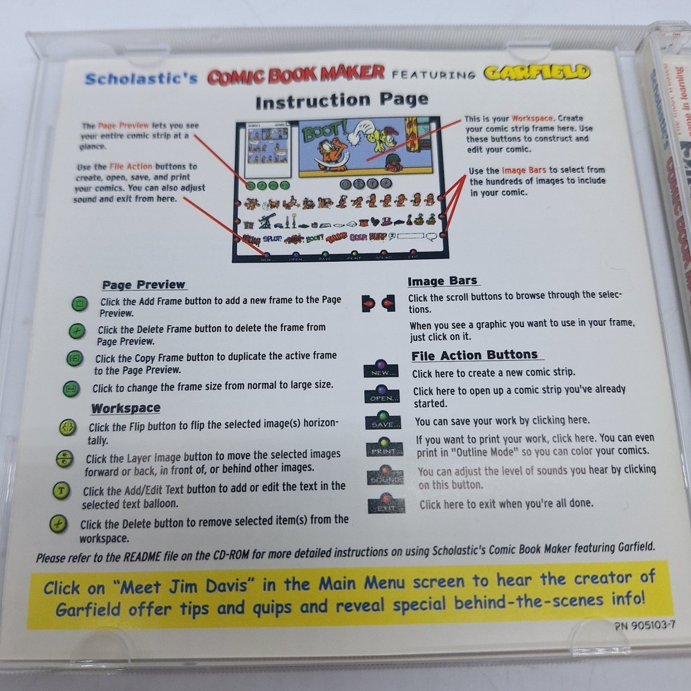 Comic Book Maker Featuring Garfield RARE Windows PC & Mac CD-ROM Video Game