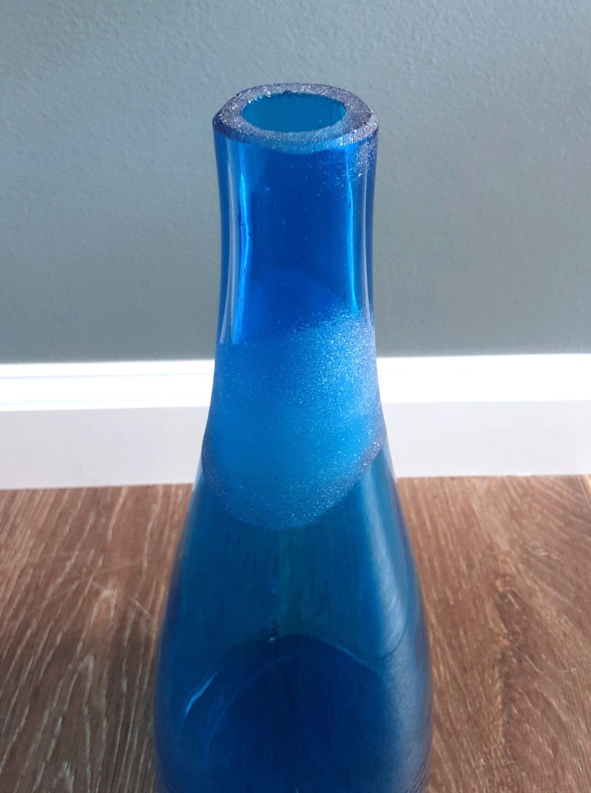 BLENKO HUGE 35.5" Art Glass Turquoise # 6138 Architectural Floor Decanter HUSTED