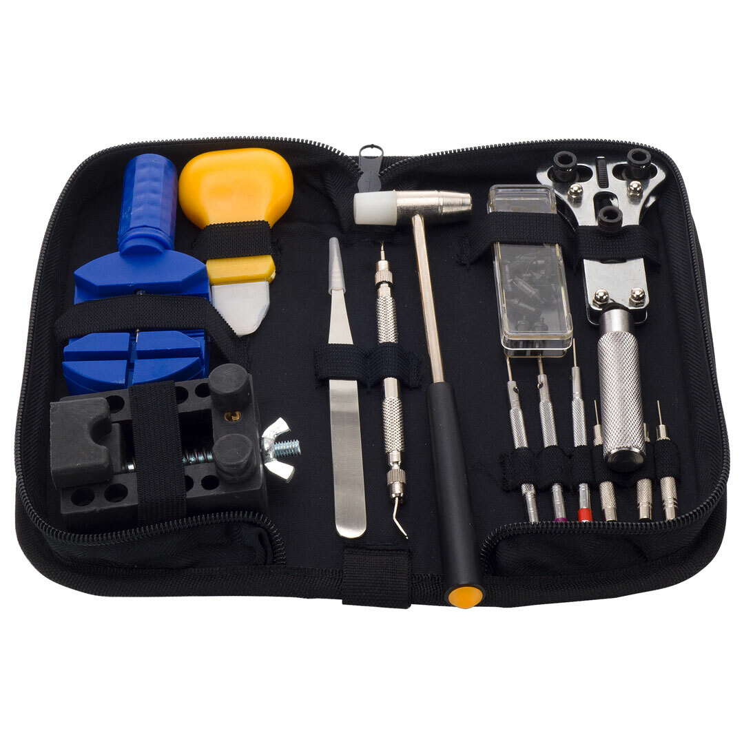 13-Piece Watch Repair Tool Kit Case Opener with Free Hammer and Carrying Case
