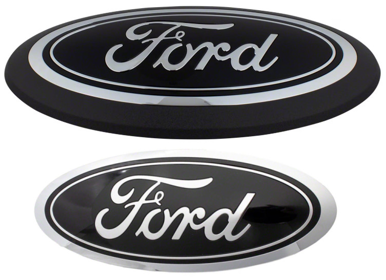 OEM NEW 21-23 Ford F-150 BLACK & Chrome Front + Rear Oval Grille Emblem Kit BOTH