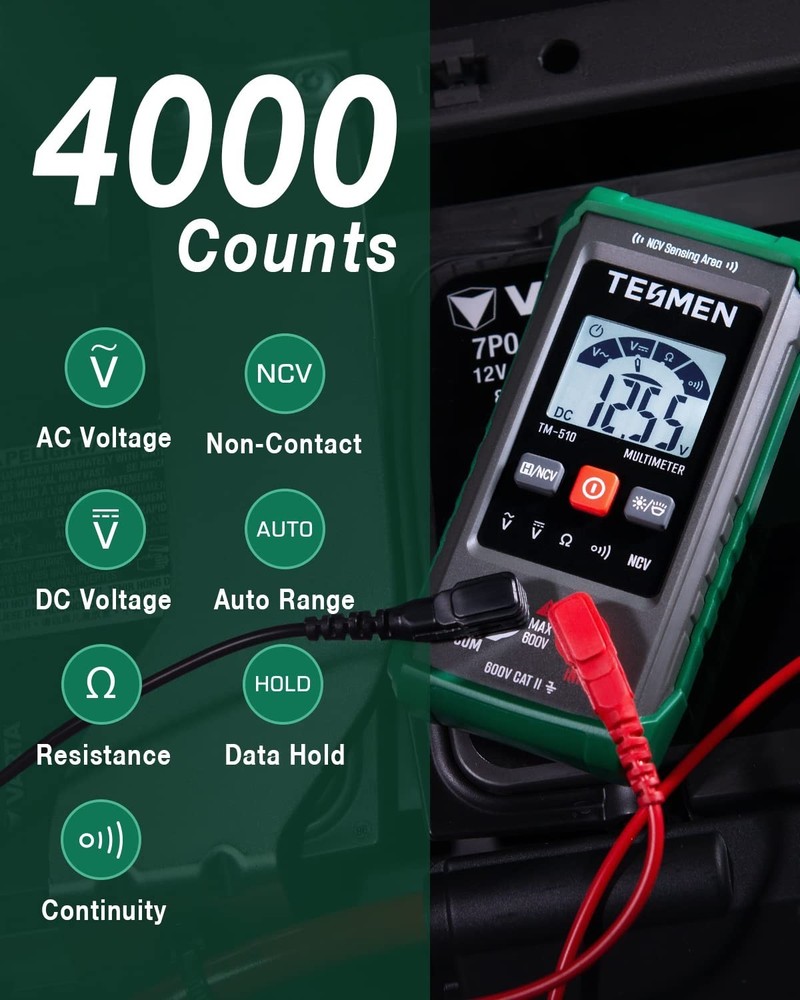Precision TM-510 Multimeter - Auto-Ranging, Non-Contact Voltage & AC/DC Testing
