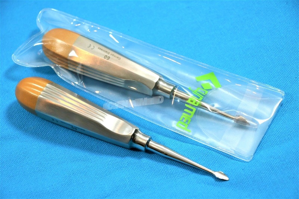 2 EA German Dental Tooth Surgery Straight Spade Concave Root Tip Elevator #60