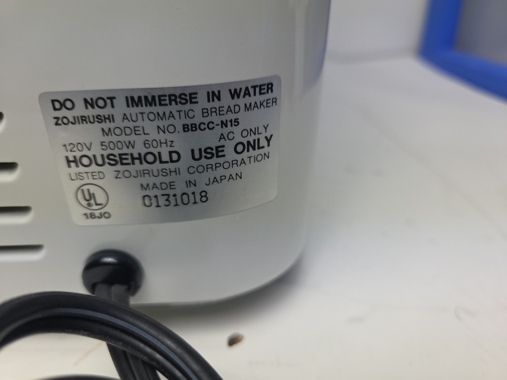 Zojirushi BBCC-N15 Automatic Bread Maker Machine Tested Works