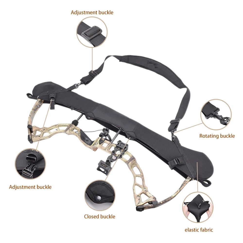 Neoprene Compound Bow Sling Removable & Adjustable Shoulder Strap, Black