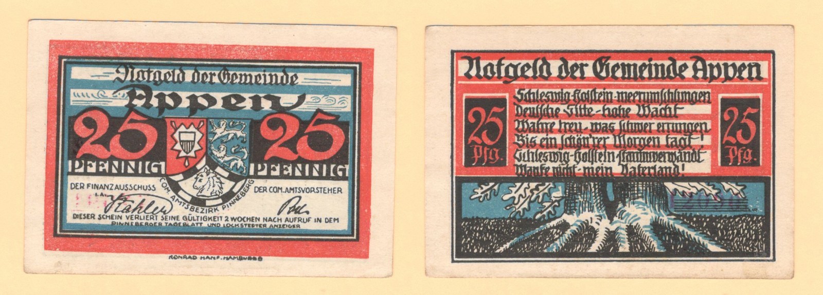 German Serienscheine Notgeld 1921 { Appen } # L38b / GrM39.2 { CHOOSE ONE }