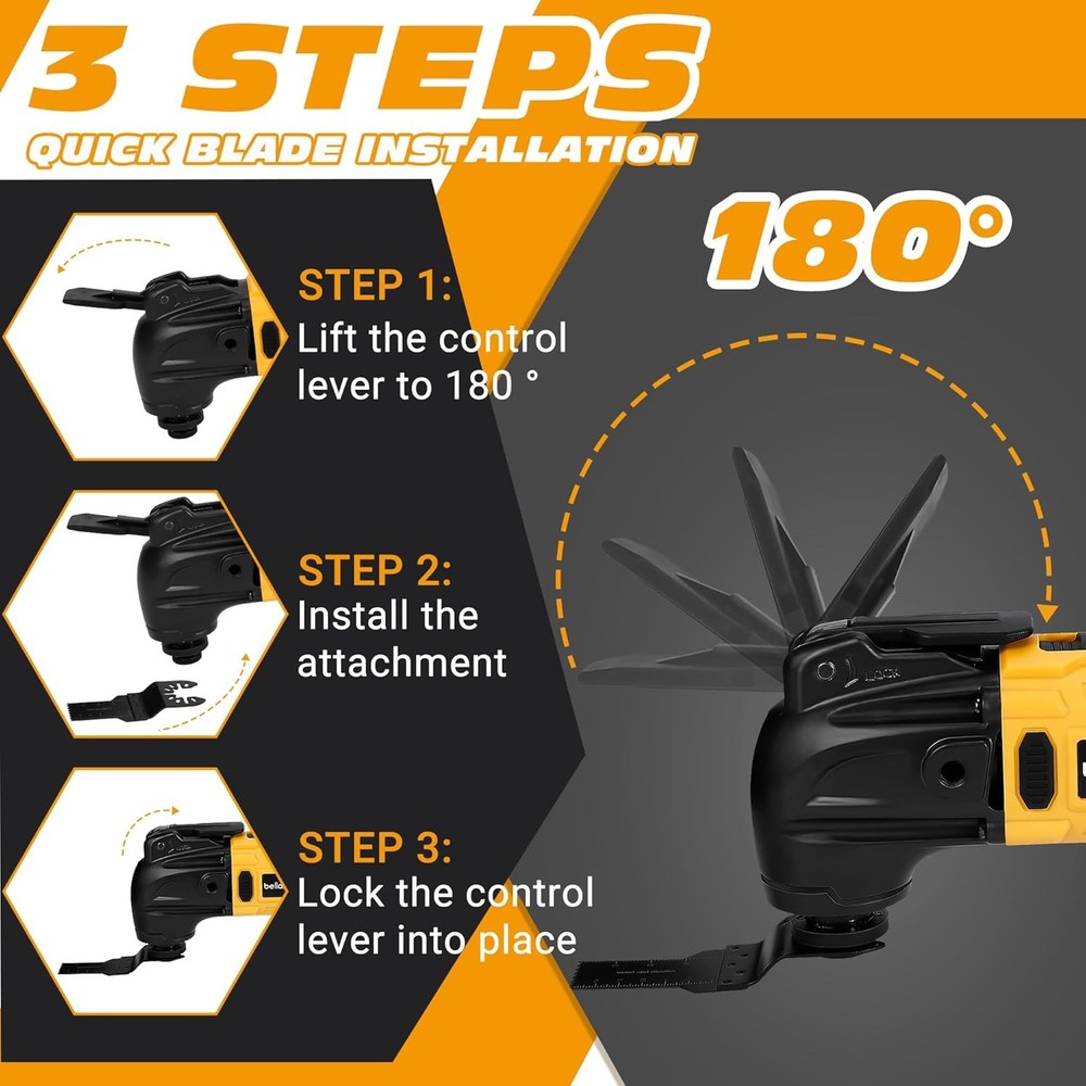Cordless Oscillating Tool for DeWalt 20V Batteries,6 Variable Speed Brushless