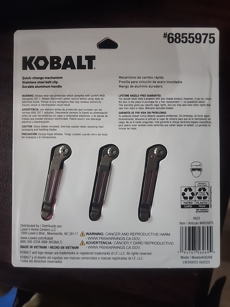 Kobalt 3 pc. Lockback Quick-Change Utility Knife Set - Pink Aluminum Handle