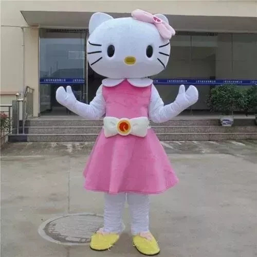 Halloween Adult Size Pink Hello Cat Mascot Costume Role Play Gfit