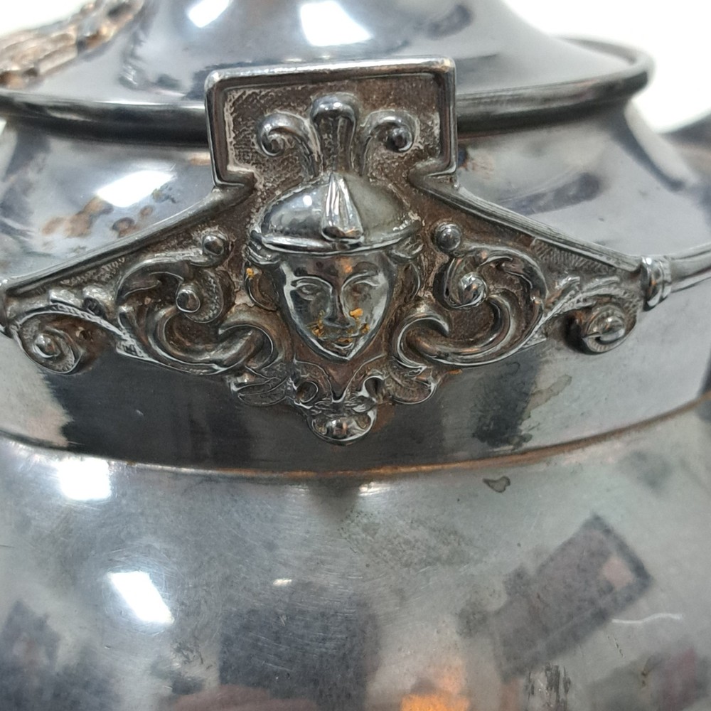 Antique Meriden Britannia Silverplated Coffee Pot 1800s Victorian Decorated