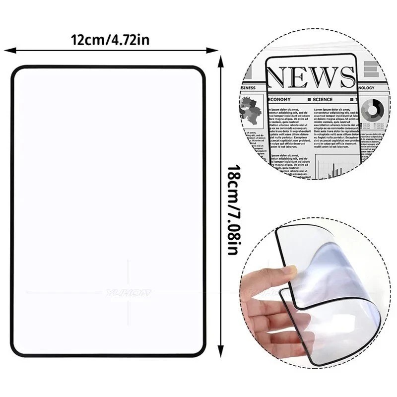 Full Page Sheet Magnifier 180×120mm Reading Aid Lens Large Magnifying Glass