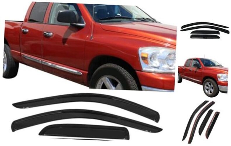 Tape On External Window Visor, Compatible with 2002-2009 Dodge Ram Quad Cab,