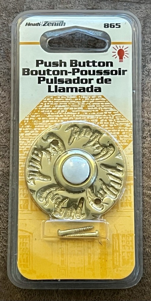Heath / Zenith Lighted Wired Push Button Solid Brass Doorbell 865 l👀k
