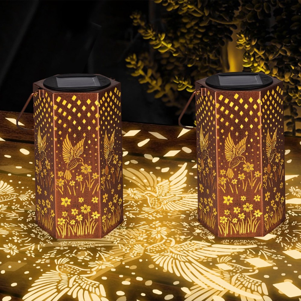 2 Pack Hummingbird Solar Lanterns Outdoor Waterproof - 2PC