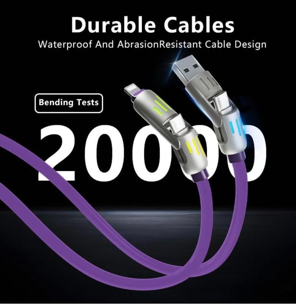 240W 2-in-2 Fast Data Cable USB C Multi Charger Cable with LED Indicator,