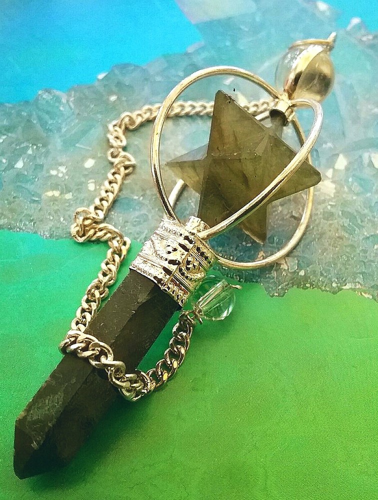 2 LABRADORITE DOWSING PENDULUM, Labradorite SPINNING MERKABA Dowsing Pendulum