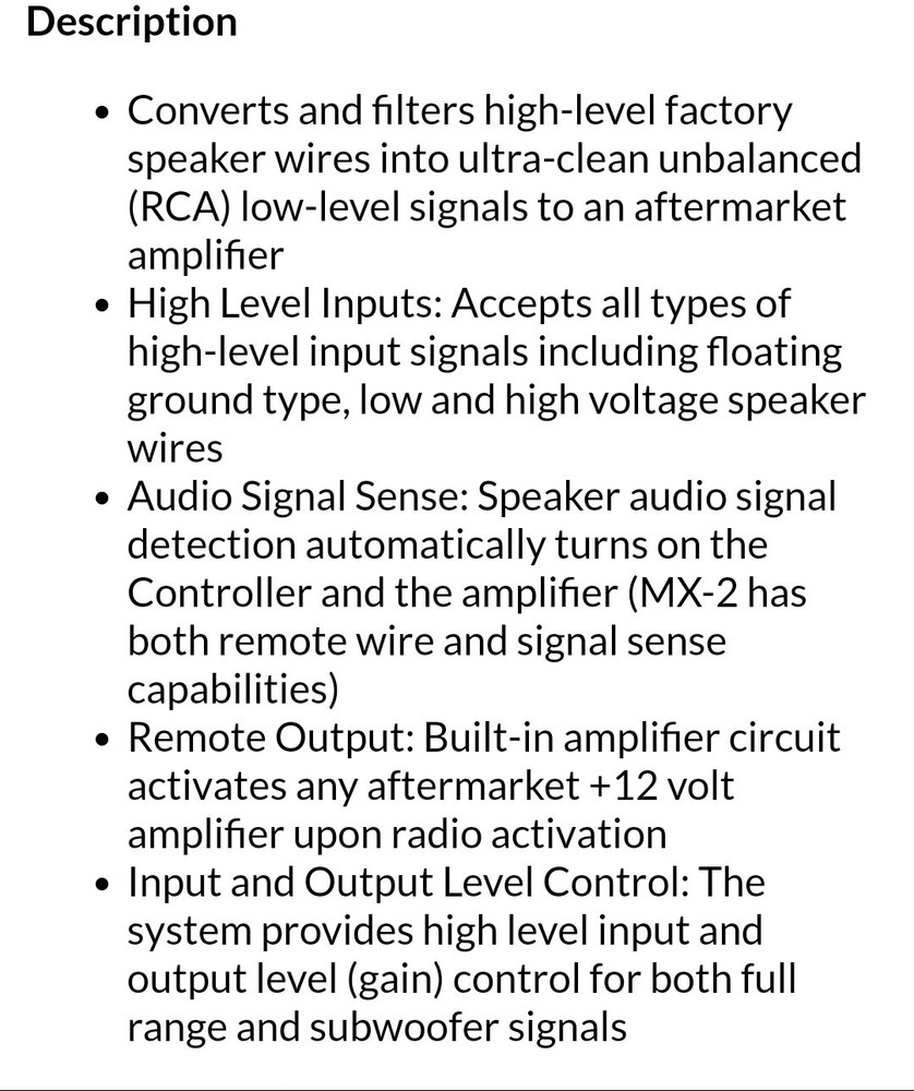 Maxxsonics MX-2 Deluxe High-to-Low Level Converter