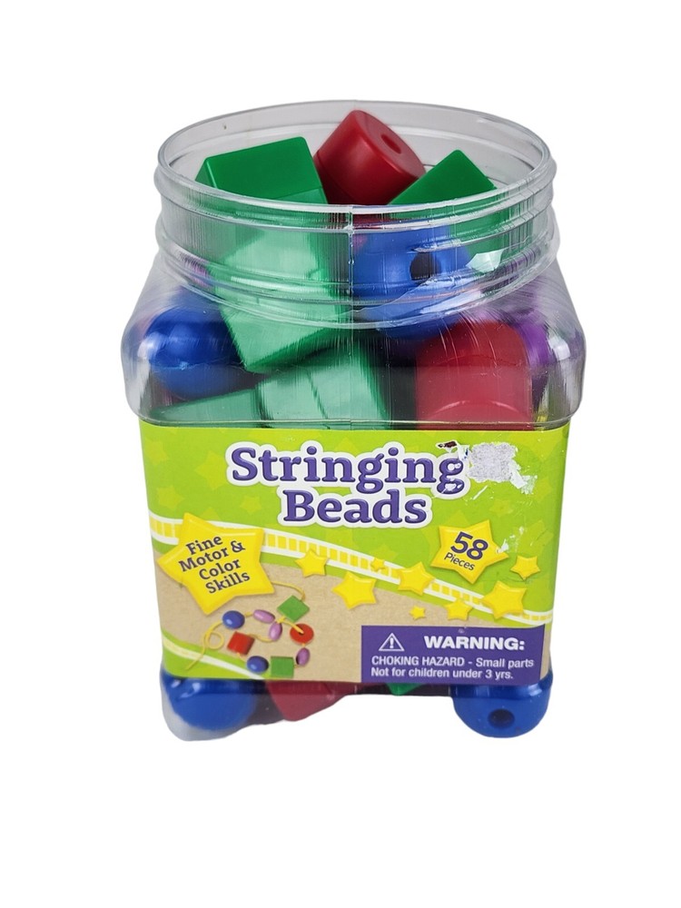 Educational Stringing PLASTIC Bead Set Strings Colors LOT