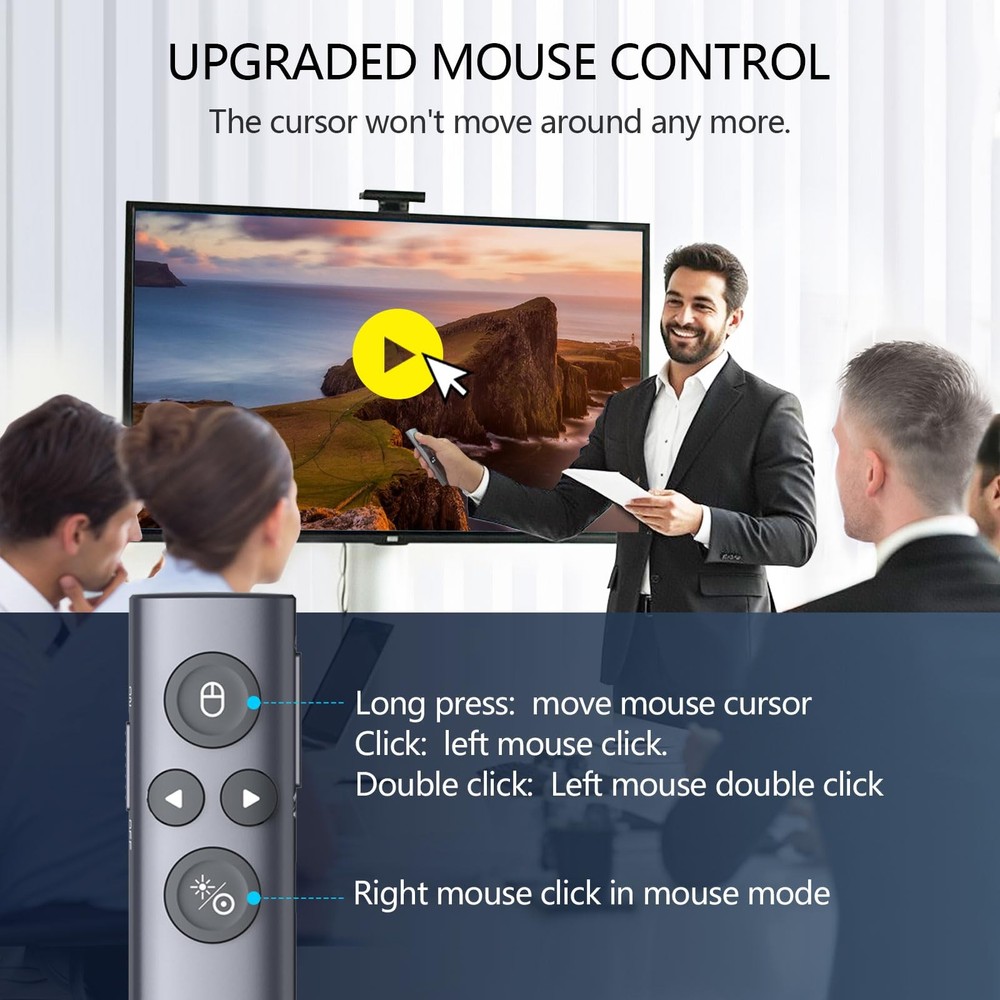 Wireless Presentation Clicker with Digital Pointer & Timer for TV/Projector
