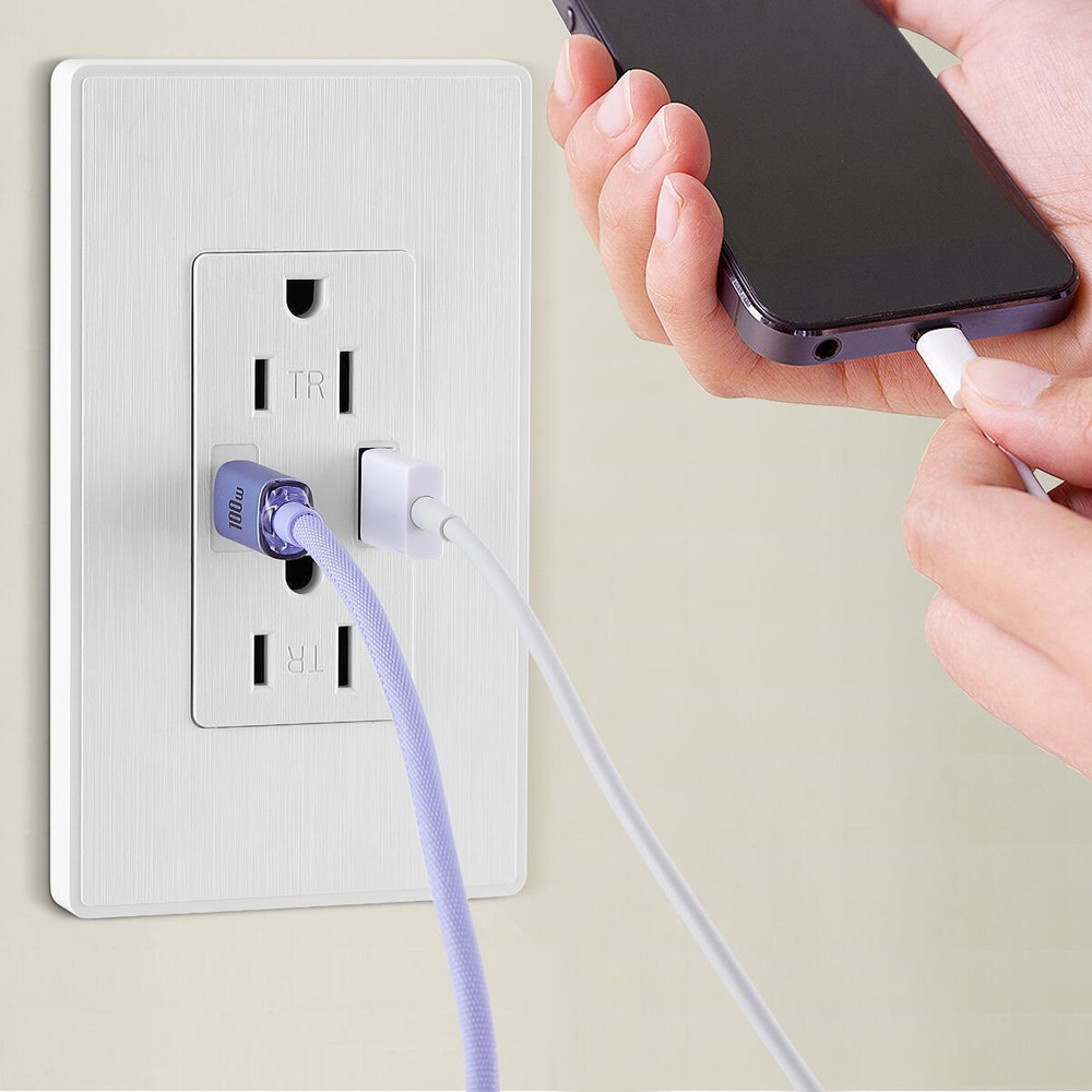 Electrical Outlet Panel Wall Socket AC Power Receptacle w/ Type-C USB-C USB Port
