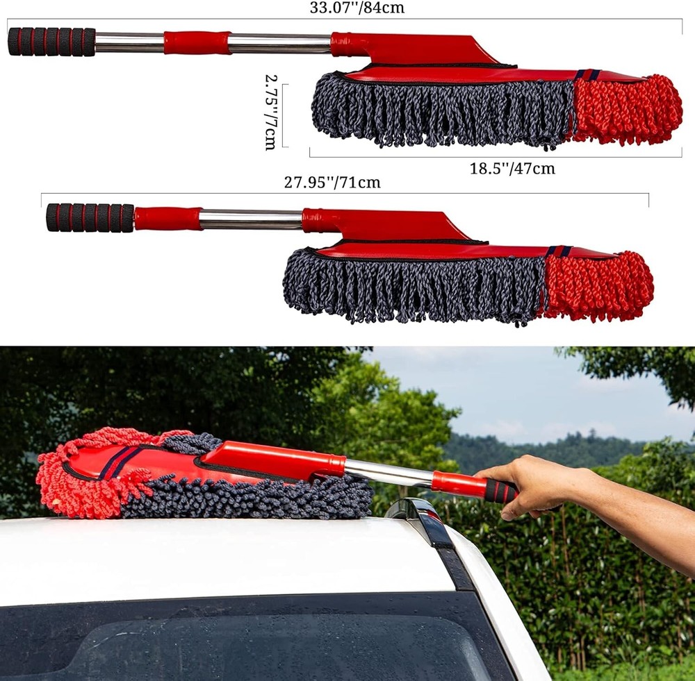 Luxury Soft Microfiber Car Duster with Extendable Handle - Scratch-Free Cleaning