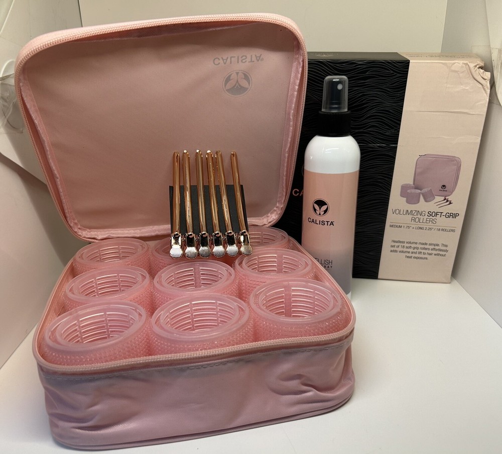 Calista Volumizing Self Grip Rollers Curlers Clips Case Long Medium Flex Spray