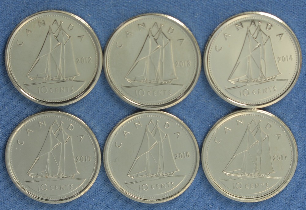 Canada 2012-2017 Dime Combo (10 Cents) - from a Original Mint Rolls