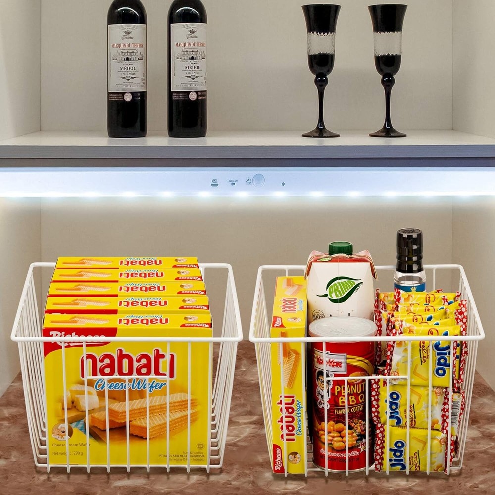 Portable Wire Storage Baskets for Kitchen or Bathroom - Easy Clean & Organize
