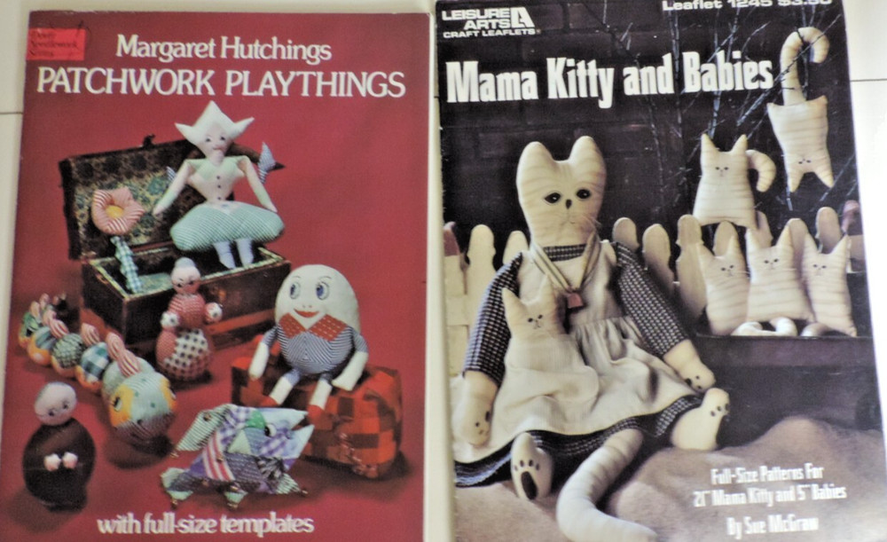 2 Doll Making Booklets Mama Kitty & Babies/Patchwork Playthings Doll Patterns