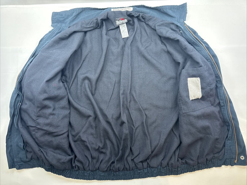 Size LARGE Men’s Bulwark FR Jacket Fire Flame Resistant Work Jacket Navy Blue
