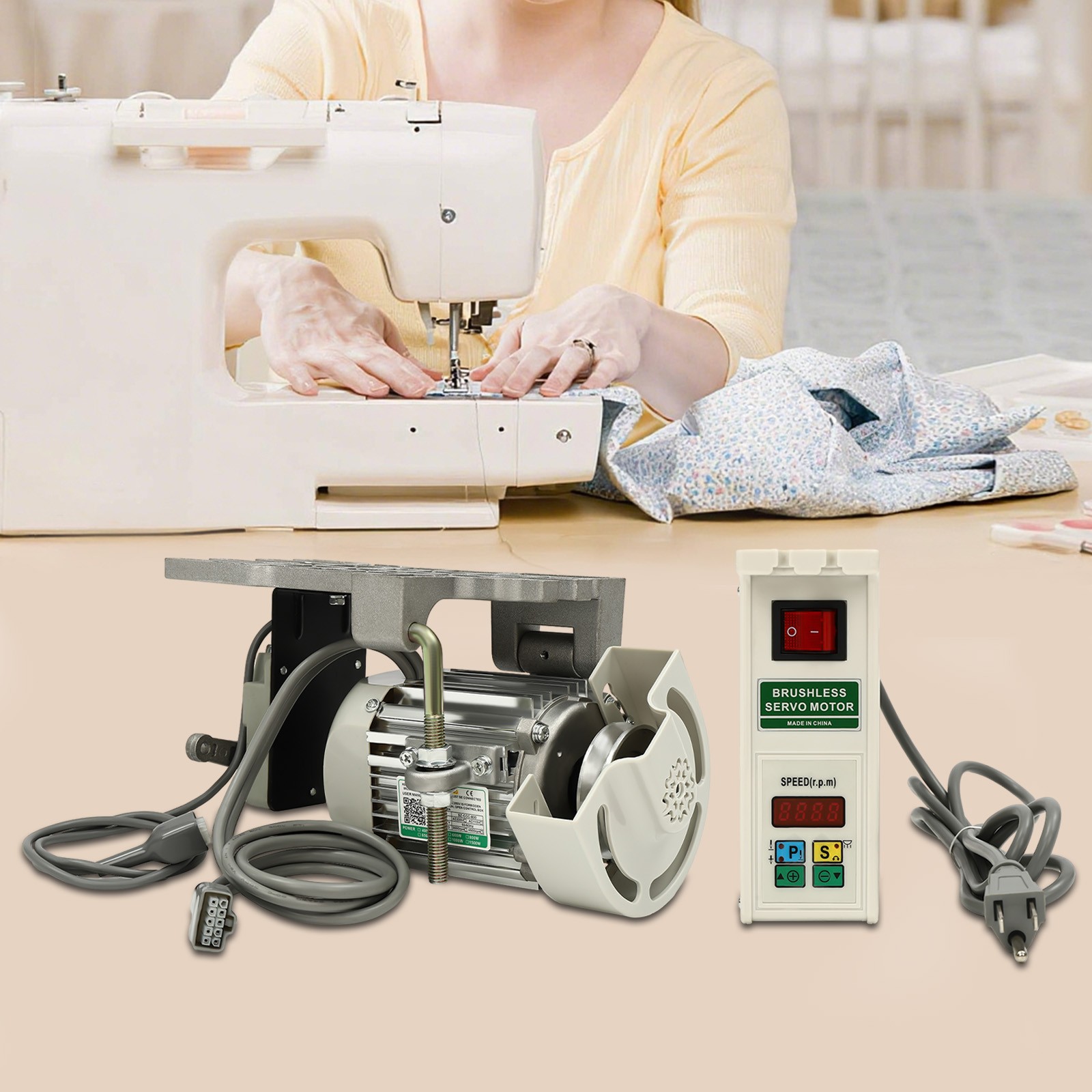 Electric Leather Skiver Skiving Peeling Machine & 600W Brushless Servo Motor Set