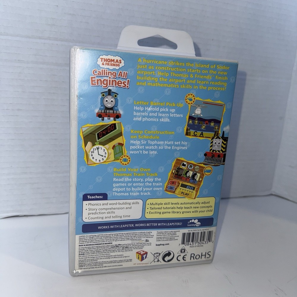 Leap Frog Leapster Thomas Calling All Engines Learning Game Cartridge ~ Complete