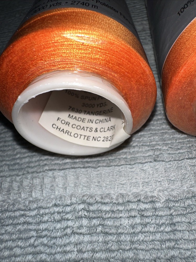 Coats Surelock 4 Spools 7630 Tangerine Orange Polyester Thread,3000 Yds