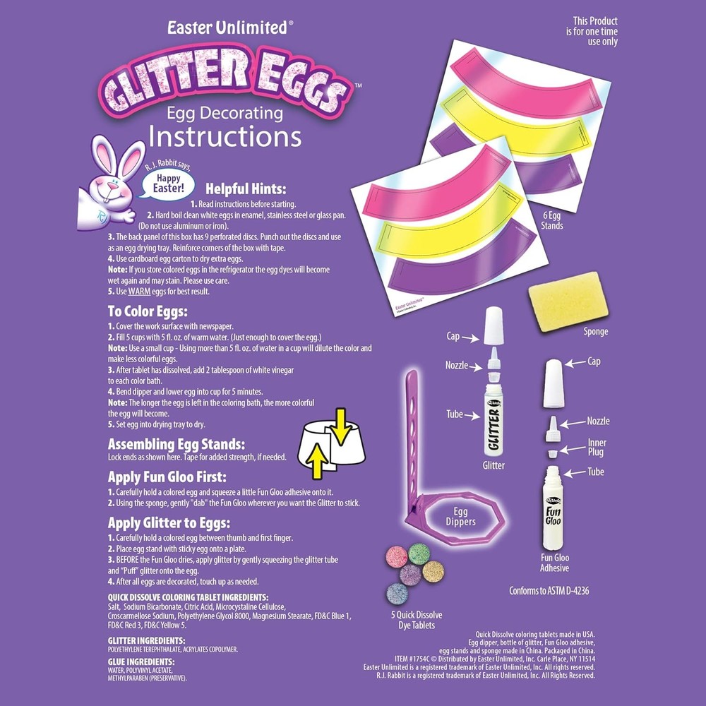 Glitter Egg Decorating Kit for Easter Crafts - DIY Supplies and Tools