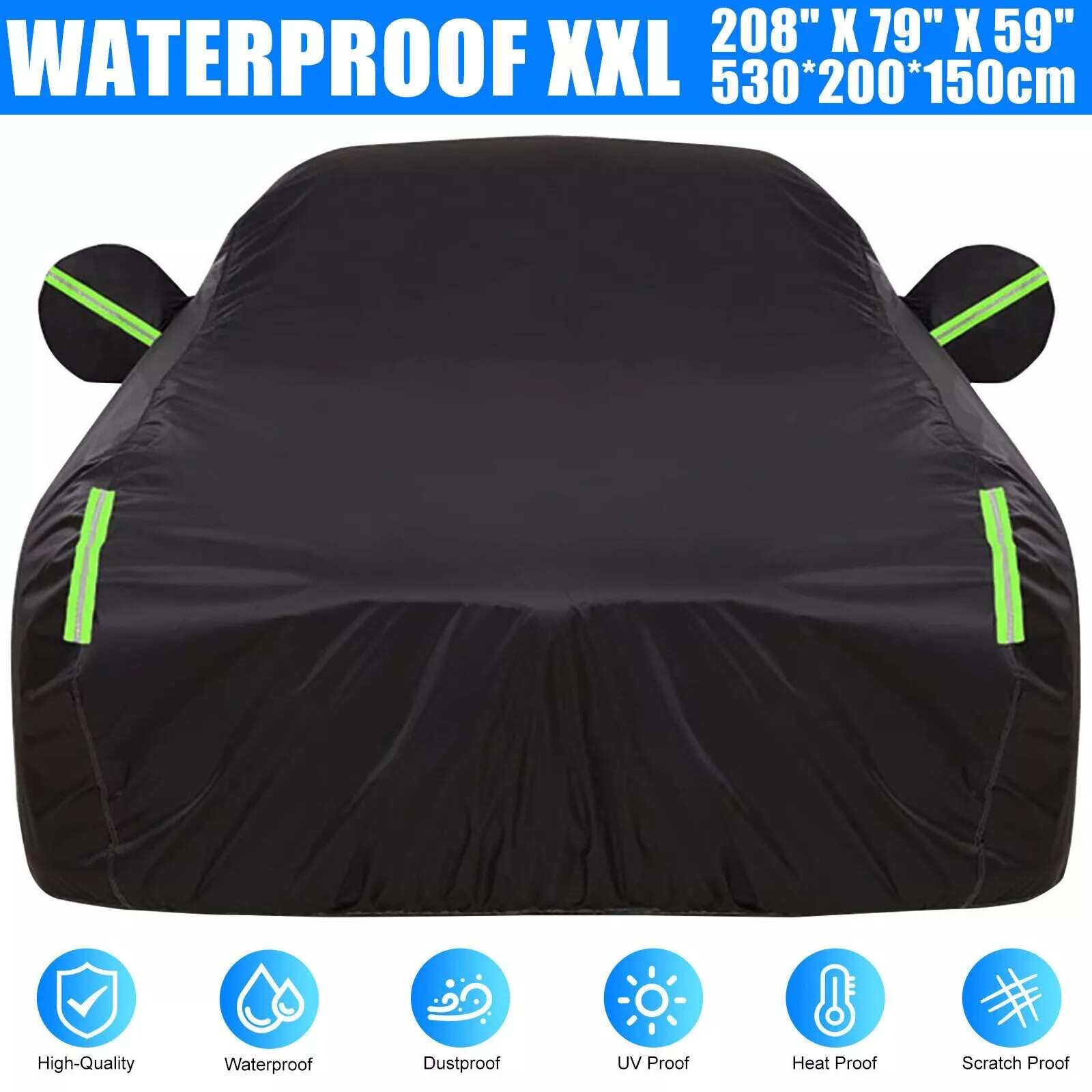 Heavy Duty Waterproof Full Car Cover All Weather Protection Outdoor Dustproof US