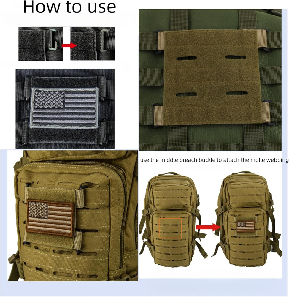 4 Pack Molle Panel with Laser Cutting Loop Molle Patch Display Holder Mini Patch