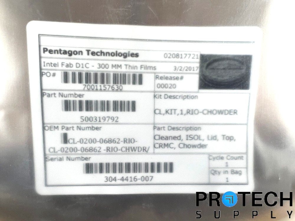 Pentagon Technologies Intel Fab D1C-300mm Thin Films Ceramic Lid Top Chowder NEW