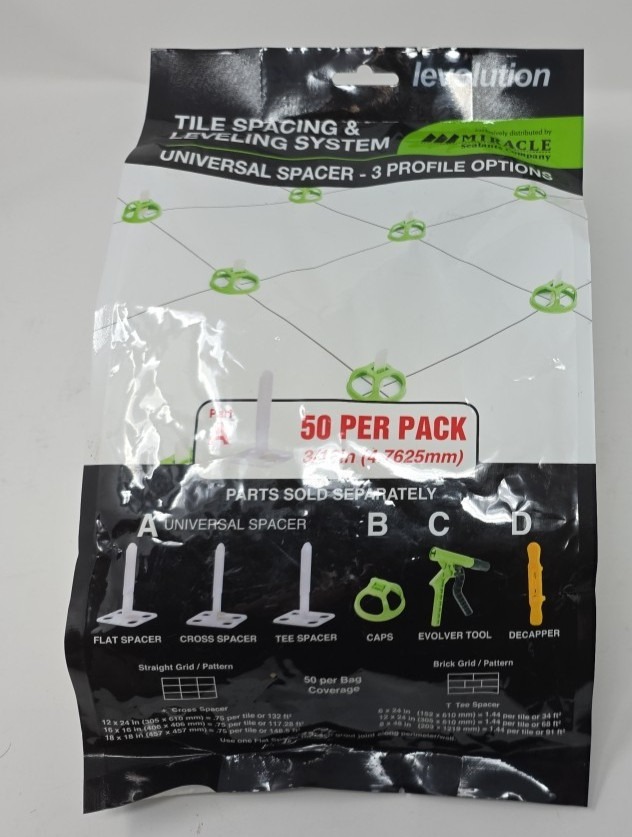 levolution Tile Leveling Spacer 3/16" Part A 50 Pack Universal Grid System White
